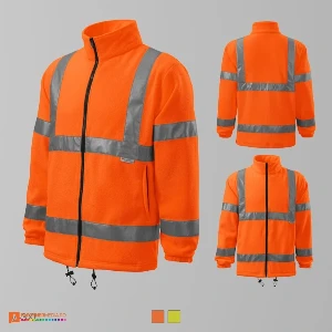jachete fleece portocalii unisex cu benzi reflectorizante ad5v1 poza 3