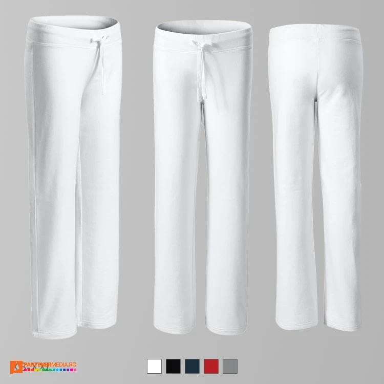pantaloni lungi de dama albi din bumbac si poliester ad608 pantaloni lungi de dama albi din bumbac si poliester ad608 poza 2