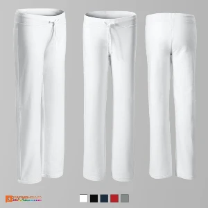 pantaloni lungi de dama albi din bumbac si poliester ad608 poza 2