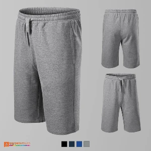 pantaloni scurti gri barbatesti din bumbac si poliester ad611 poza 4