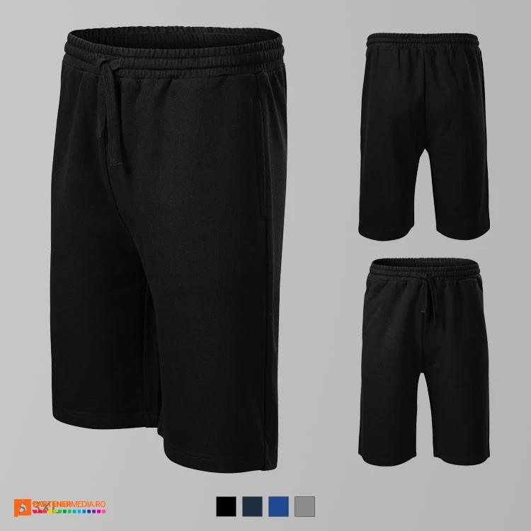 pantaloni scurti negri barbatesti din bumbac si poliester ad611 poza 5
