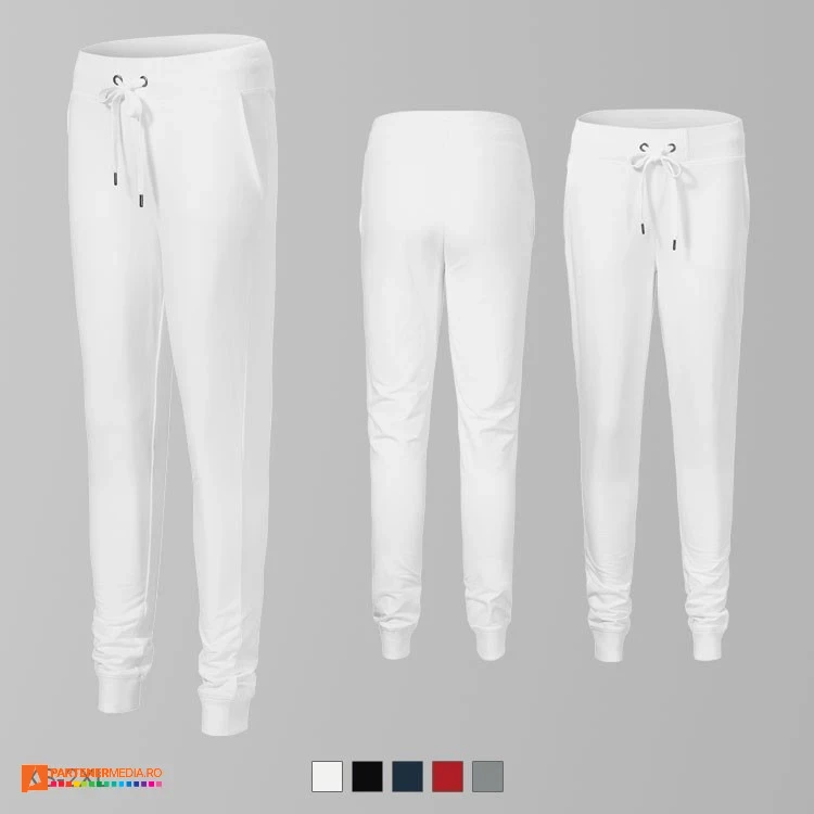 pantaloni de dama albi din bumbac si poliester cu buzunare laterale ad615 poza 2