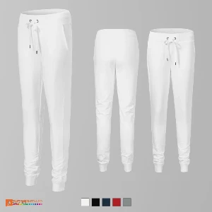 pantaloni de dama albi din bumbac si poliester cu buzunare laterale ad615 poza 2