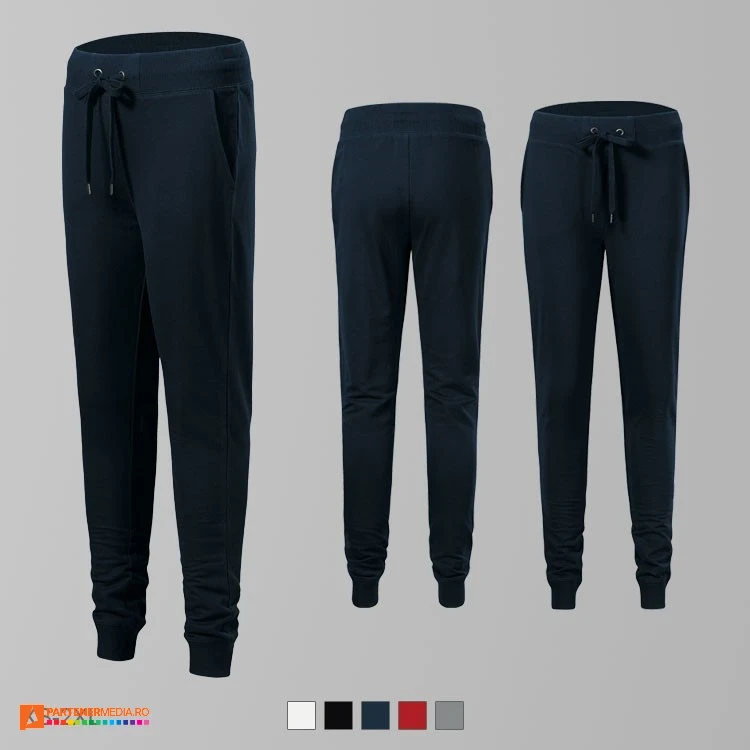 pantaloni de dama bleumarin din bumbac si poliester cu buzunare laterale ad615 poza 3