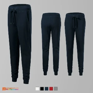 pantaloni de dama bleumarin din bumbac si poliester cu buzunare laterale ad615 poza 3