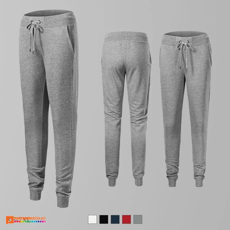 pantaloni de dama gri din bumbac si poliester cu buzunare laterale ad615 poza 4