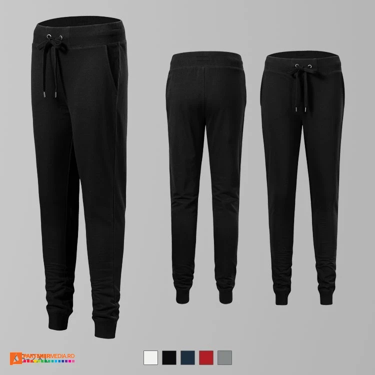 pantaloni de dama negri din bumbac si poliester cu buzunare laterale ad615 poza 5