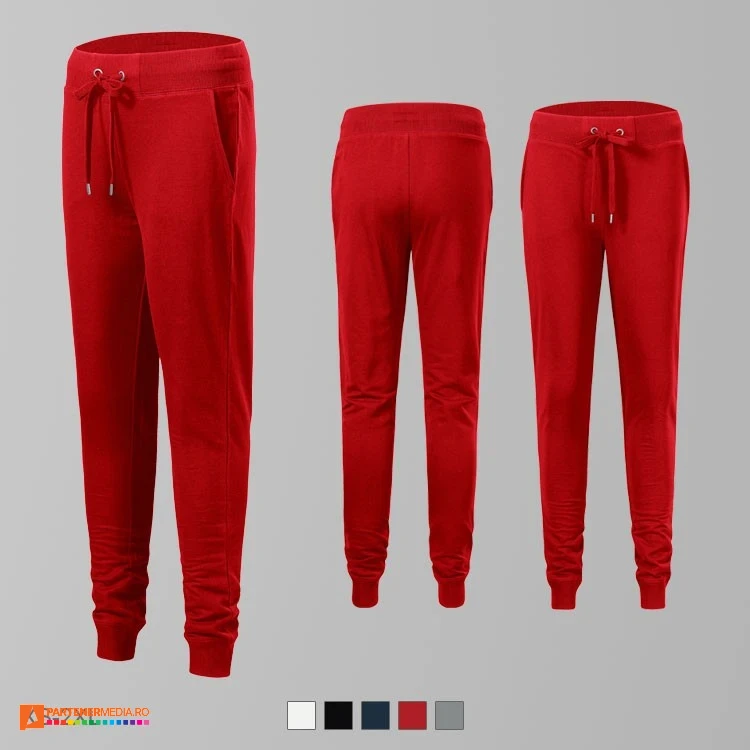 pantaloni de dama rosii din bumbac si poliester cu buzunare laterale ad615 poza 6