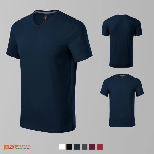 tricouri barbatesti bleumarin din bumbac si elastan ad700 poza 3