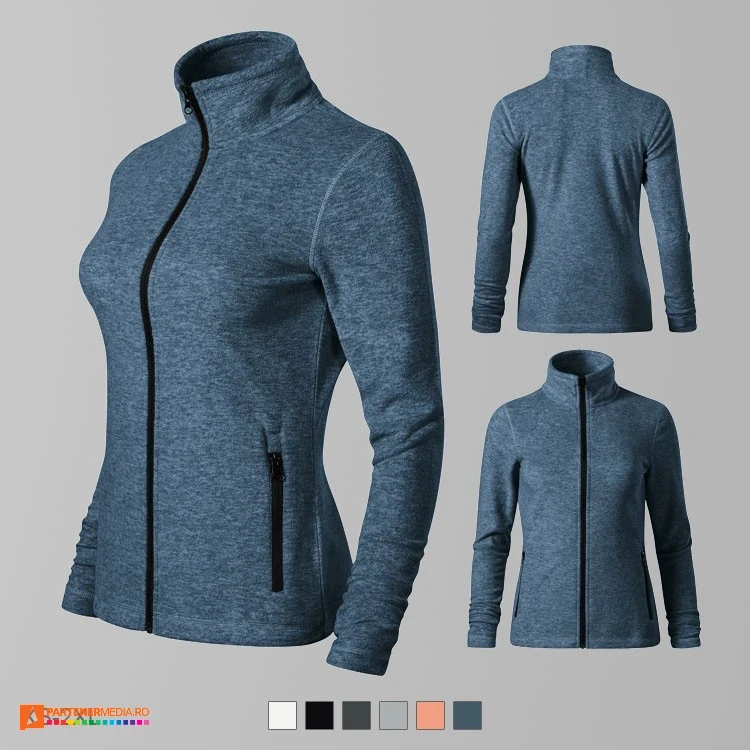 hanorace fleece albastre de dama din poliester reciclat ad853 poza 2