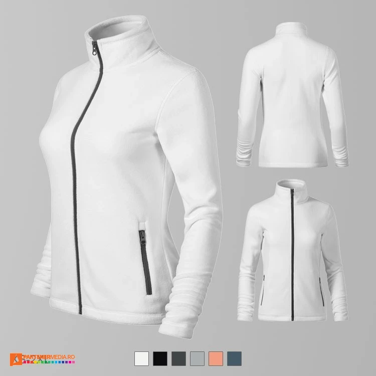 hanorace fleece albe de dama din poliester reciclat ad853 poza 3