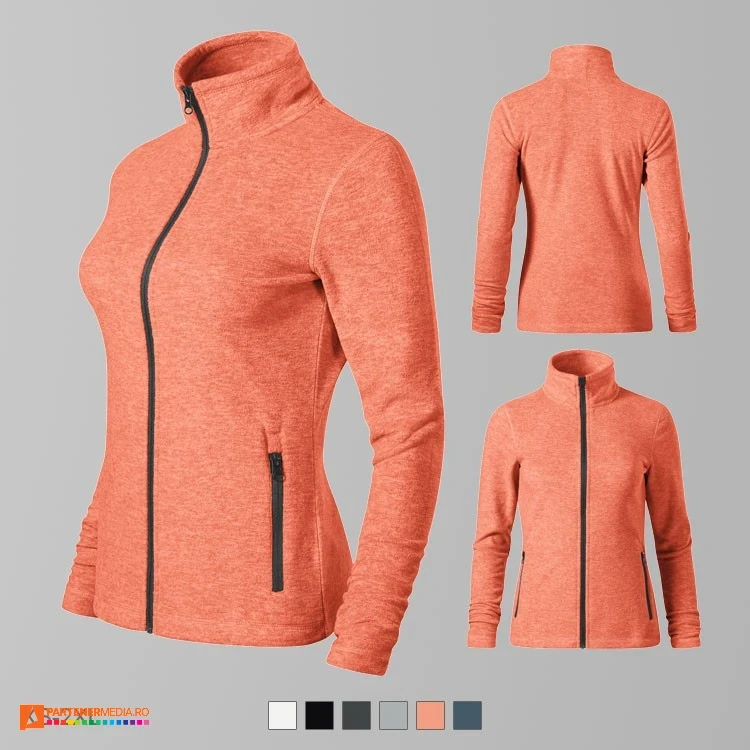 hanorace fleece portocalii de dama din poliester reciclat ad853 poza 7