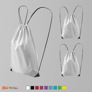 rucsaci drawstring albi din poliester cu snururi negre ad912 poza 2