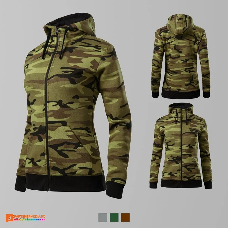 hanorace de dama cu design khaki camuflaj adc20 poza 3