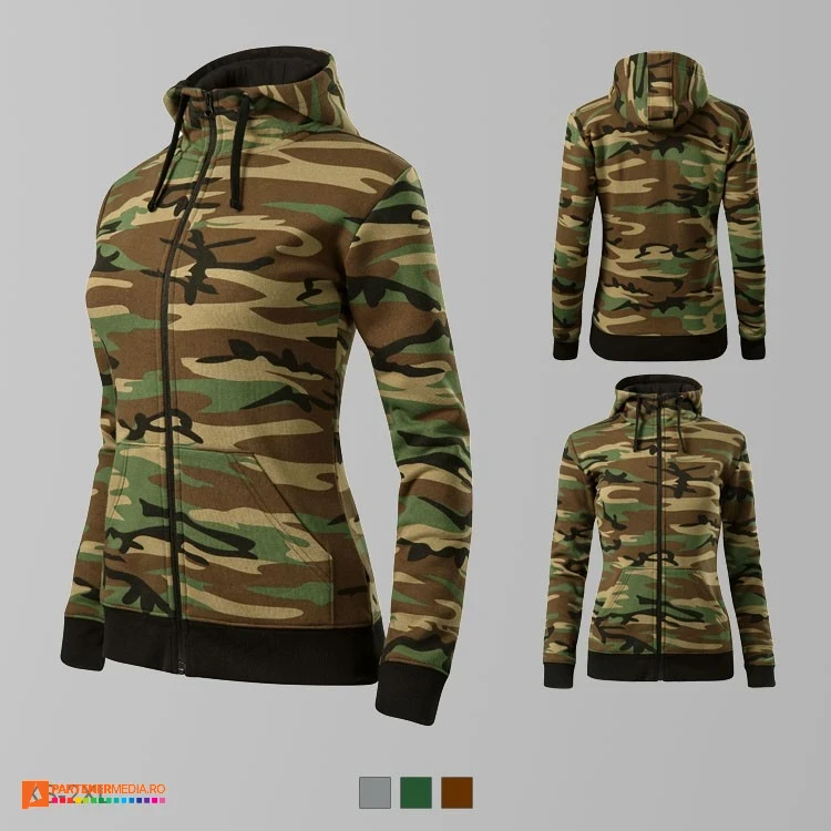 hanorace de dama cu design verde camuflaj adc20 poza 4