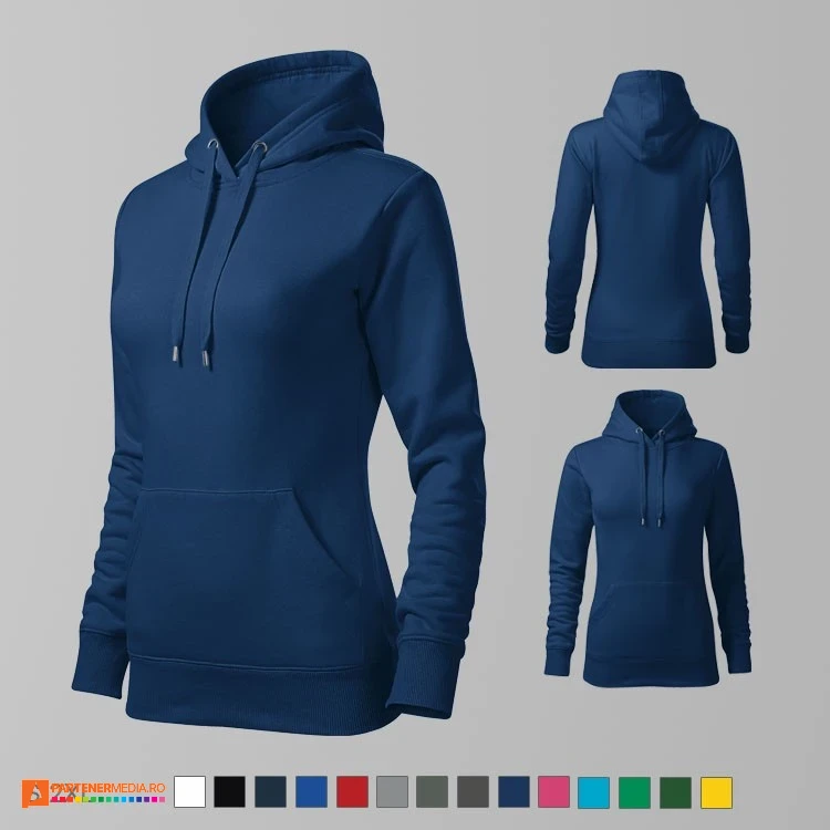 hanorace de dama bleumarin promotionale cu buzunar marsupiu adf14 poza 5