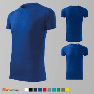 tricouri slim fit albastre pentru barbati din bumbac adf43 poza 3