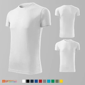 tricouri slim fit albe pentru barbati din bumbac adf43 poza 2