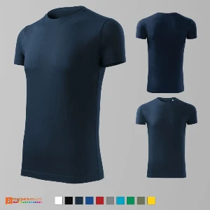 tricouri slim fit bleumarin pentru barbati din bumbac adf43 poza 4