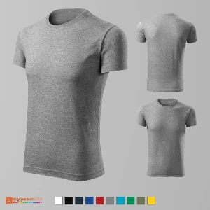 tricouri slim fit gri pentru barbati din bumbac adf43 poza 6