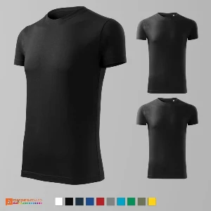 tricouri slim fit negre pentru barbati din bumbac adf43 poza 8