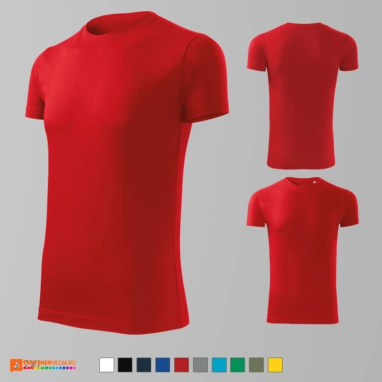 tricouri slim fit rosii pentru barbati din bumbac adf43 poza 9