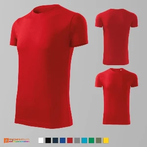 tricouri slim fit rosii pentru barbati din bumbac adf43 poza 9