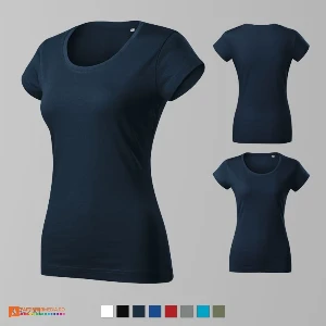 tricouri bleumarin de dama cambrate din bumbac adf61 poza 4