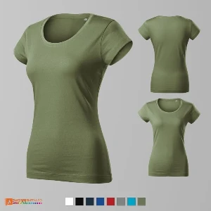 tricouri khaki de dama cambrate din bumbac adf61 poza 6