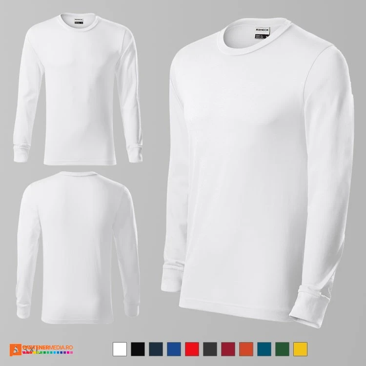 tricouri albe unisex din bumbac cu maneci lungi adr05 poza 2