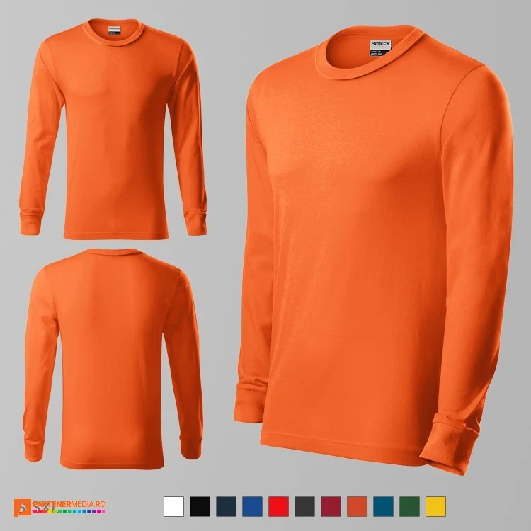 tricouri portocalii unisex din bumbac cu maneci lungi adr05 poza 8