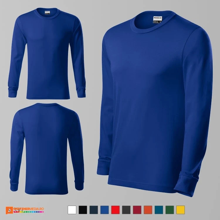 tricouri unisex albastre din bumbac cu maneci lungi adr05 poza 3