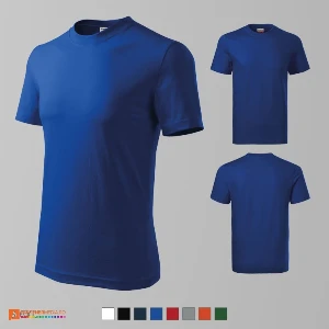 tricouri albastre din bumbac unisex cu guler rotund adr07 poza 3