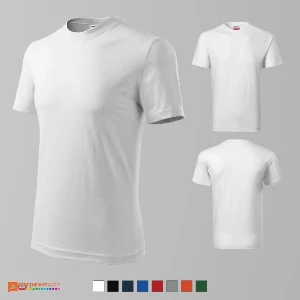 tricouri albe din bumbac unisex cu guler rotund adr07 poza 2