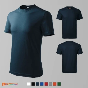 tricouri bleumarin din bumbac unisex cu guler rotund adr07 poza 4