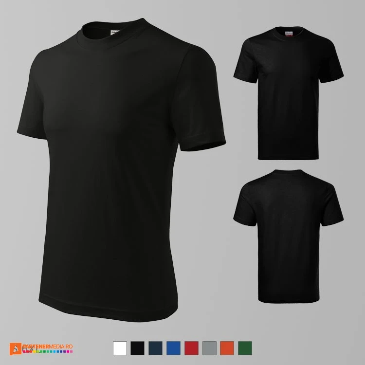 tricouri negre din bumbac unisex cu guler rotund adr07 poza 6
