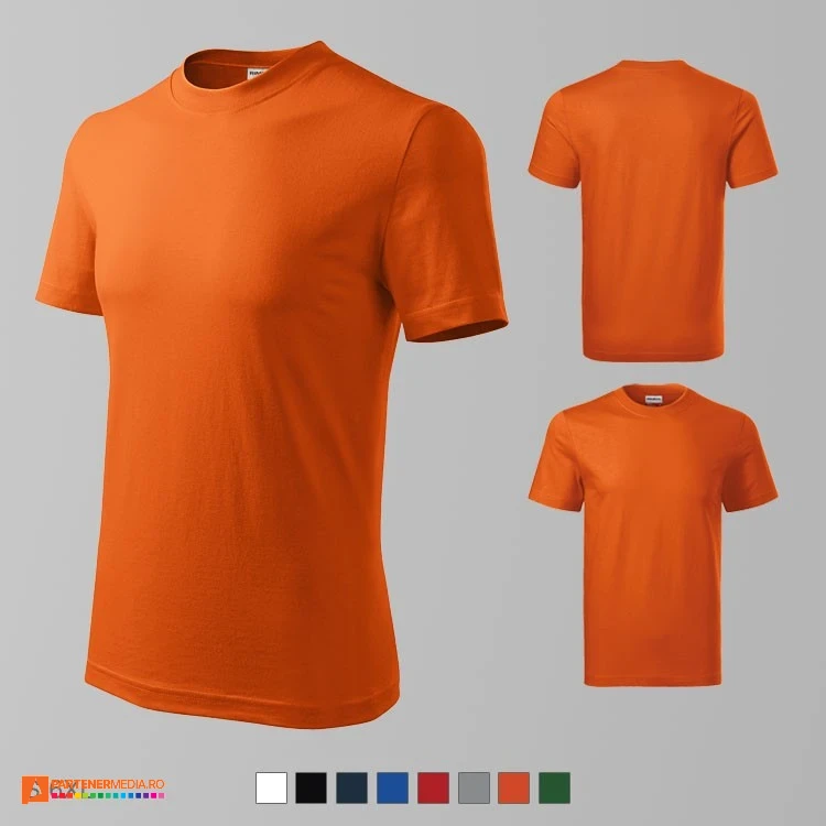 tricouri portocalii din bumbac unisex cu guler rotund adr07 poza 7