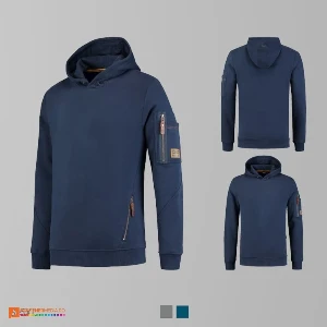 hanorace bleumarin barbatesti cu gluga si buzunare cu fermoar adt42 poza 2