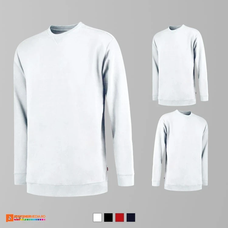 bluze unisex albe din bumbac si poliester adt43 poza 2