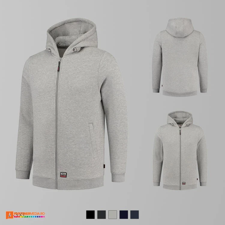 jachete unisex gri tip hanorac din bumbac si poliester adt44 poza 4