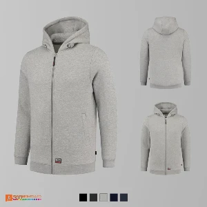 jachete unisex gri tip hanorac din bumbac si poliester adt44 poza 4