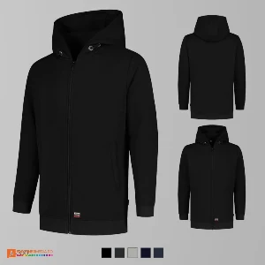 jachete unisex negre tip hanorac din bumbac si poliester adt44 poza 6