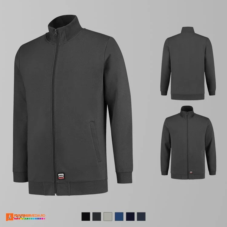 jachete gri inchis tip hanorac din bumbac si poliester adt45 poza 6