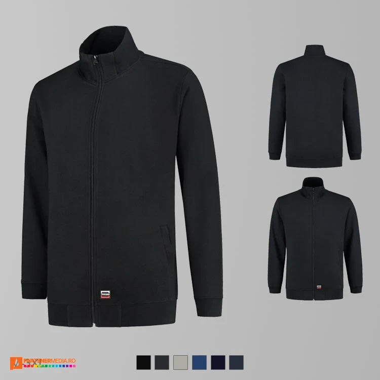 jachete negre tip hanorac din bumbac si poliester adt45 poza 7