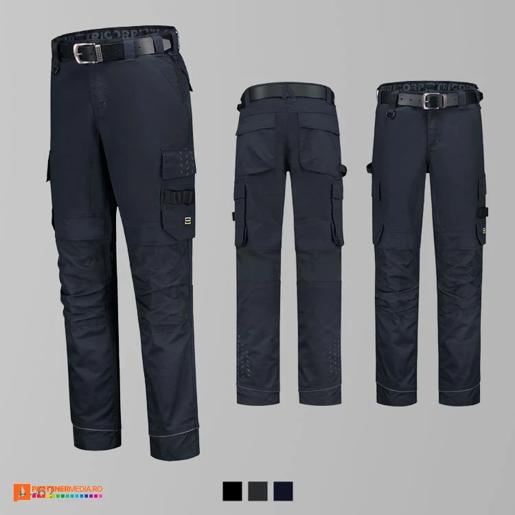 pantaloni bleumarin unisex de lucru din bumbac si poliester adt62 poza 2