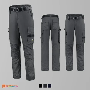 pantaloni gri unisex de lucru din bumbac si poliester adt62 poza 3