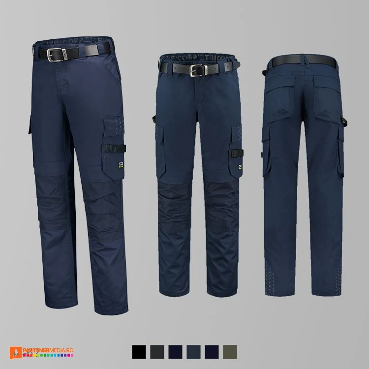 pantaloni de lucru bleumarin cu talie elastica adt63 poza 3