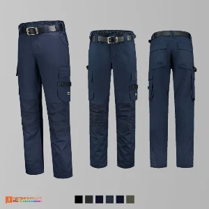 pantaloni de lucru bleumarin cu talie elastica adt63 poza 3