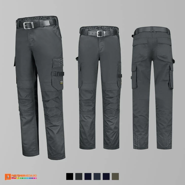 pantaloni de lucru gri inchis cu talie elastica adt63 poza 4