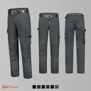 pantaloni de lucru gri inchis cu talie elastica adt63 poza 4